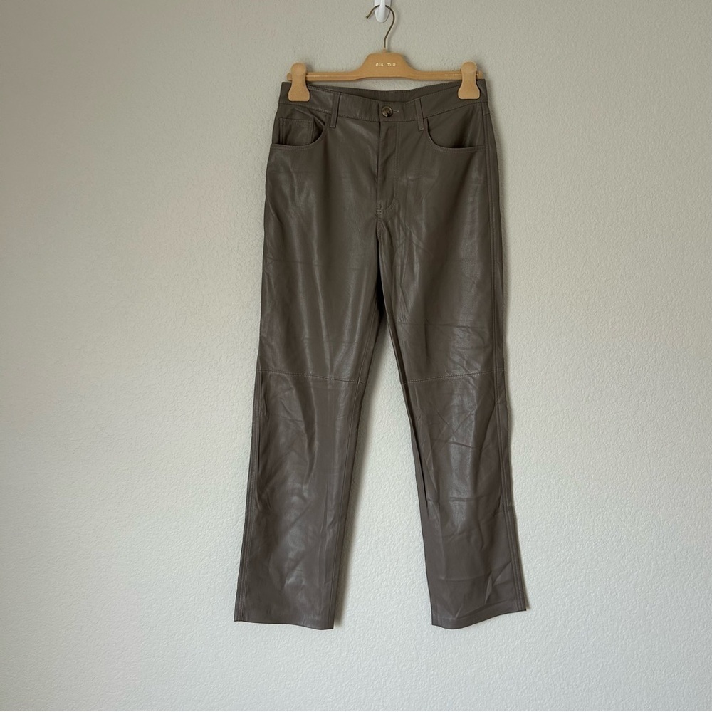 Nanushka Vinni Vegan Leather Pants in Clay - Picture 3 of 7